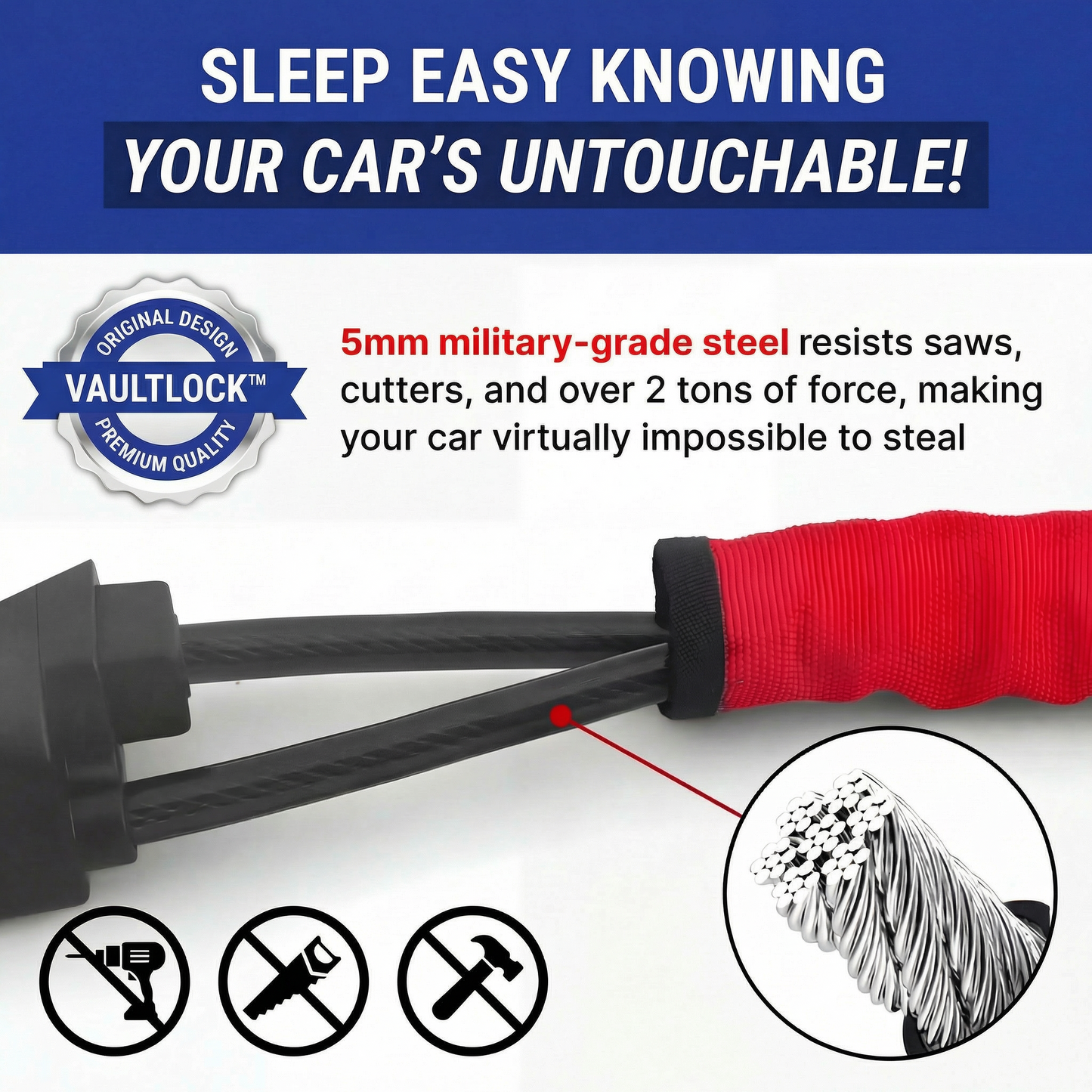 🔥Last Day 49% OFF🔥Military-Grade Steering Wheel Lock (Anti-Theft)