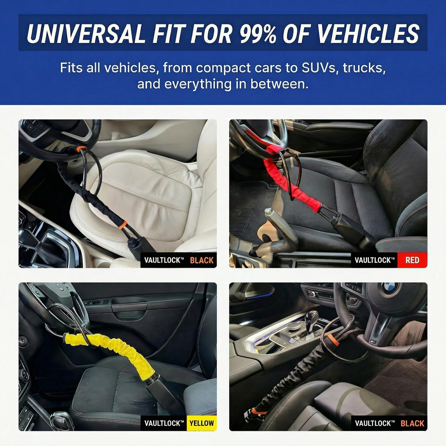 🔥Last Day 49% OFF🔥Military-Grade Steering Wheel Lock (Anti-Theft)