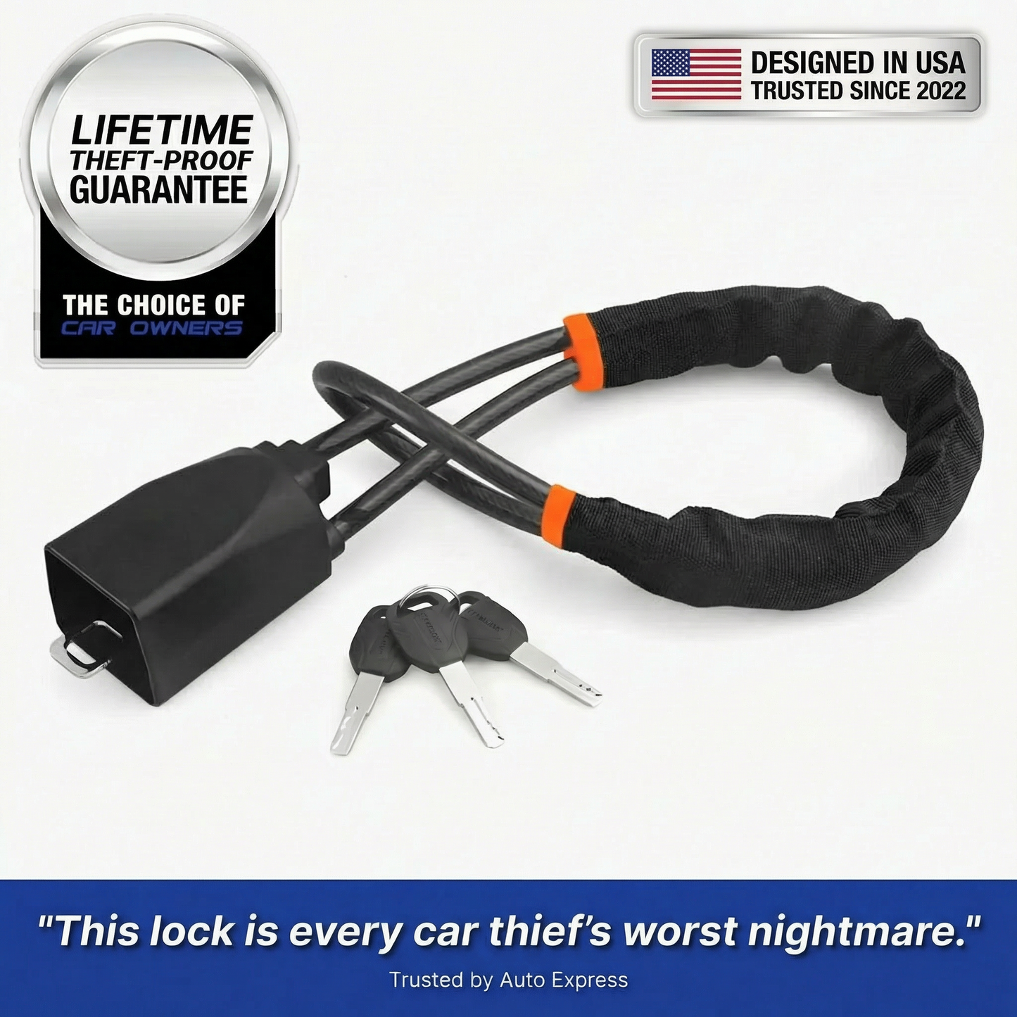 🔥Last Day 49% OFF🔥Military-Grade Steering Wheel Lock (Anti-Theft)