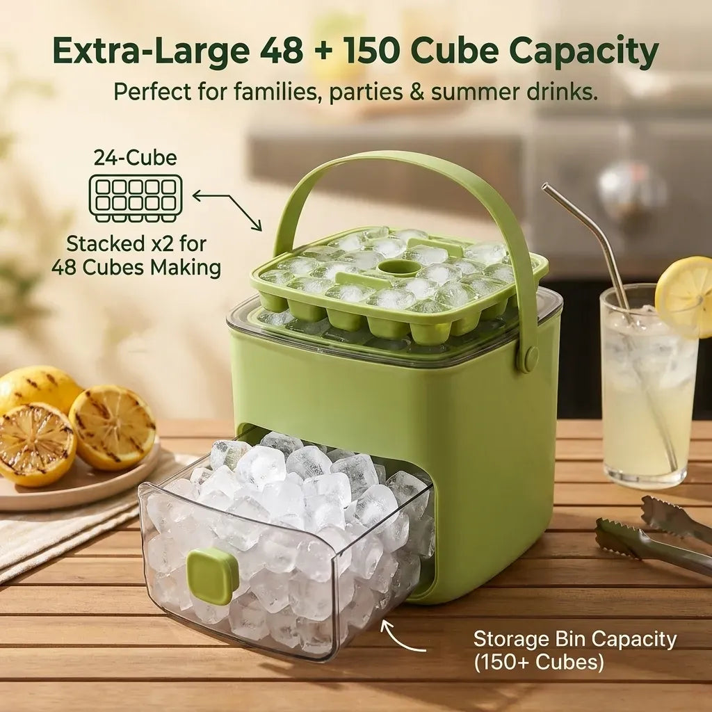 🔥Flash Sale 5K+ SOLD!✨Portable One-Touch Ice Release Tray with Lid & Storage Box
