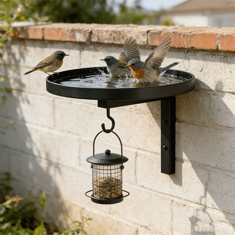 📢🔥Limited time 49% OFF!!!⏰Wall-Mounted Metal Bird Bath – Antique Bronze Finish 🐦🛁🧱🏡