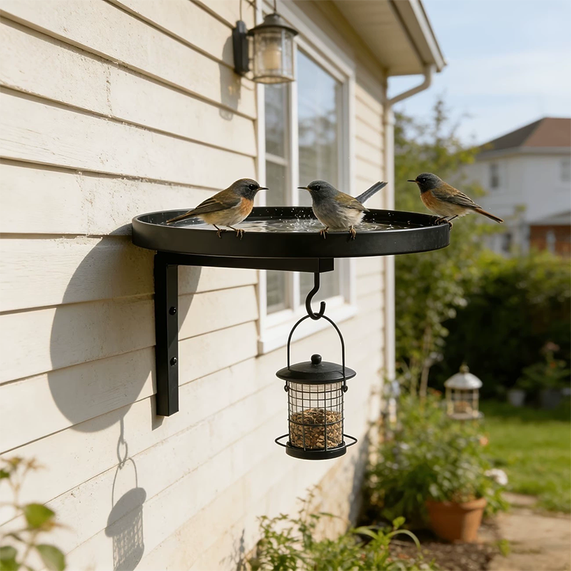 📢🔥Limited time 49% OFF!!!⏰Wall-Mounted Metal Bird Bath – Antique Bronze Finish 🐦🛁🧱🏡